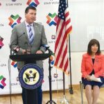 Kevin Mullin and Jackie Speier at press conference